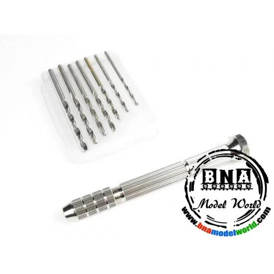 Manwa 2148 Fine Pin Vise (1.8mm - 3.0mm) with 7 Drill bits