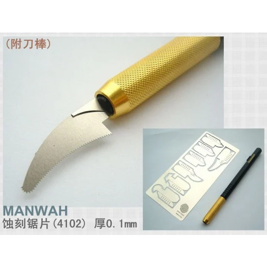 Manwa 4102 Photo-Etched Saw Set Type B w/Saw Handle (Saw Blade Thickness: 0.1mm)