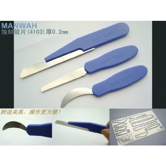 Manwa 4103 Photo-Etched Saw Set Type C w/Saw Handle (Saw Blade Thickness: 0.2mm)