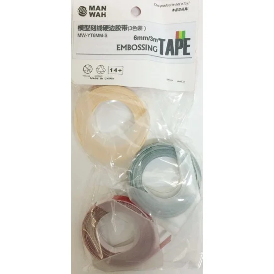 Manwa YT6-S Scribing Guide Tape Set w/Hard Edges - Red, Yellow, Green (Width: 6mm; Length: 3m)