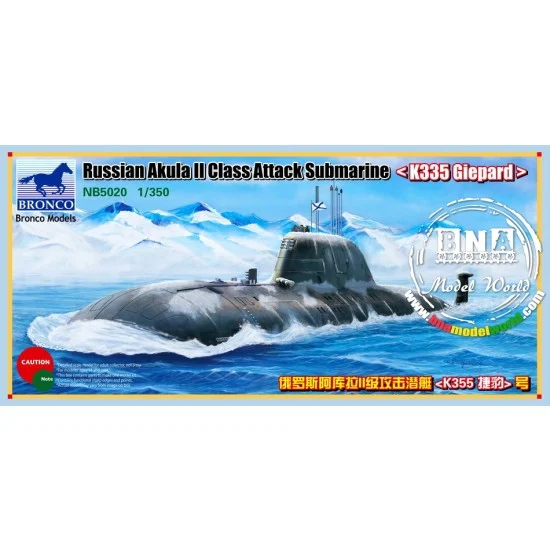Bronco NB5020 1/350 Russian Akula II Class Attack Submarine (K335 Giepard) - Model Ships & Boats