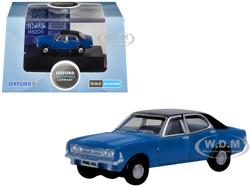 Ford Cortina MKIII RHD (Right Hand Drive) Electric Monza Blue with Black Top 1/148 (N) Scale Diecast Model Car by Oxford Diecast - Ford Models