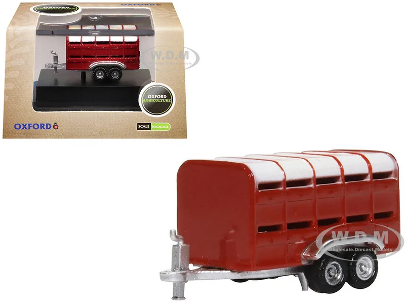 Livestock Trailer Red 1/148 (N) Scale Diecast Model Car by Oxford Diecast - Accessories