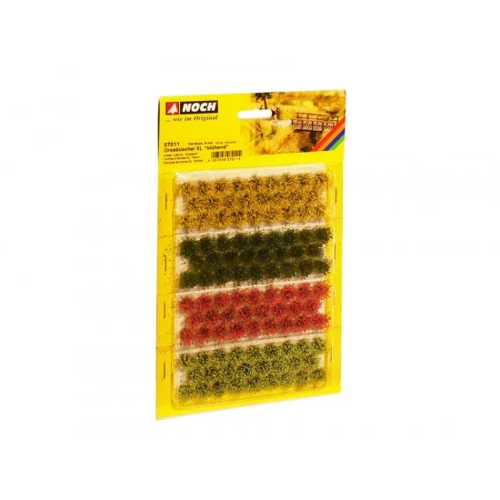 NOCH 07011 Grass Tufts XL "Blossom" Red, Yellow, Light & Dark Green (92pcs, 12mm) - Scenics & Diorama