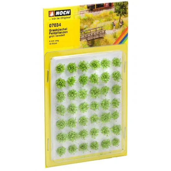NOCH 07034 Grass Tufts "Field Plants" (green flock, 42pcs, 6mm) - Scenics & Diorama