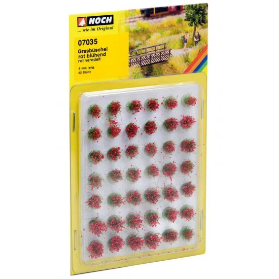 NOCH 07035 Grass Tufts "Blooming" (red, 42pcs, 6mm) - Scenics & Diorama