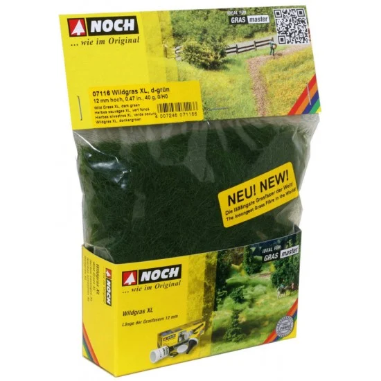 NOCH 07116 Wild Grass XL (dark green, 12mm, 40g) For O,HO Scale - Scenics & Diorama