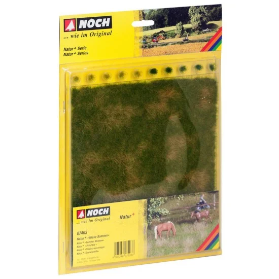 NOCH 07403 Natur+ "Summer Meadow"(3 colours, 220 x 200 mm, w/10 grass tufts) - Scenics & Diorama