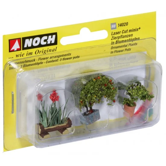 NOCH 14020 HO Scale Ornamental Plants in Tubs - Scenics & Diorama