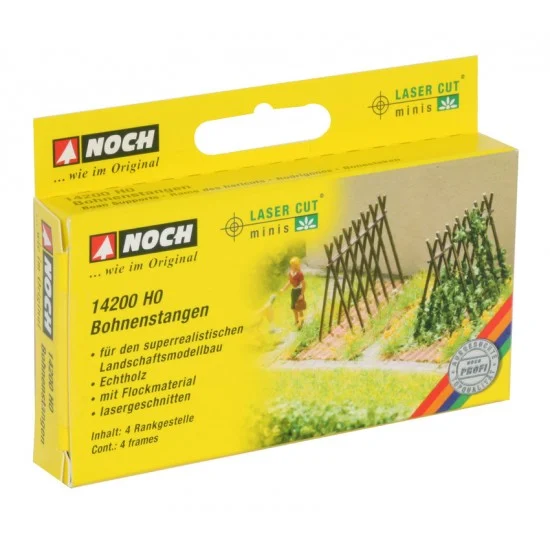 NOCH 14200 HO Scale Bean Supports (4 wooden frames w/leaf foliage) - Scenics & Diorama