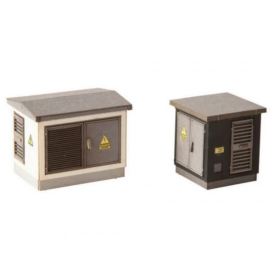 NOCH 14314 HO Scale Transformer Stations (2pcs, 2.6x2.6x2.8cm, 3.8x2.8x3cm) - Scenics & Diorama