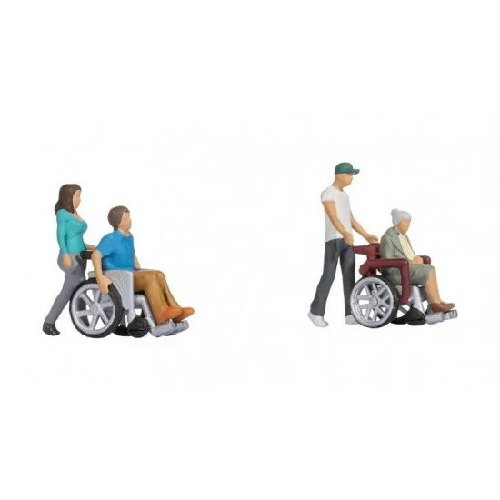 NOCH 15552 HO Scale Wheelchair Drivers (4 coloured figures with accessories) - Model Figures