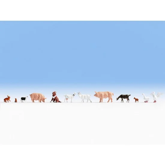NOCH 15711 HO Scale Farm Animals (12 figures) - Scenics & Diorama