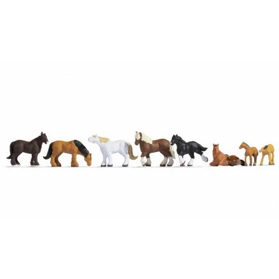 NOCH 15762 HO Scale Draught Horses (8 figures) - Scenics & Diorama