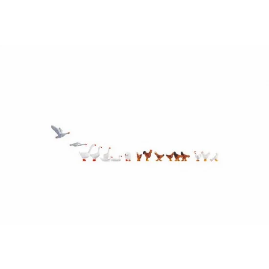 NOCH 15772 HO Scale Chicken and Geese - Scenics & Diorama