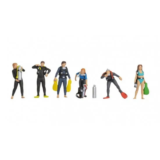 NOCH 15848 HO Scale Divers (6 coloured figures with accessories) - Model Figures