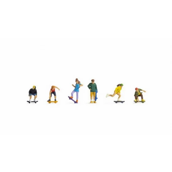 NOCH 15889 HO Scale Skateboarders (6 figures) - Model Figures