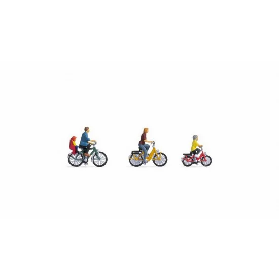 NOCH 15909 HO Scale Family on a Bike Ride - Model Figures