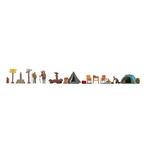 NOCH 16201 HO Scale Themed Figures Set "Camping" (4 figures w/acc) - Model Figures