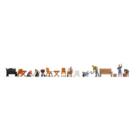 NOCH 16215 HO Scale Themed Figures Set "In the Garden" (6 figures w/acc) - Model Figures
