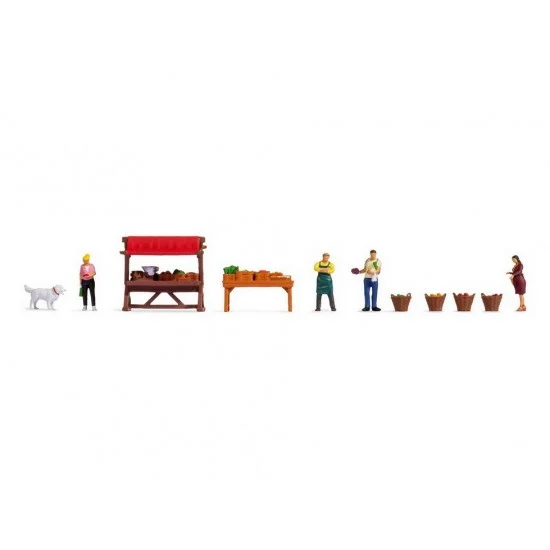 NOCH 16225 HO Scale Themed Figures Set "Vegetable Stall" - Model Figures