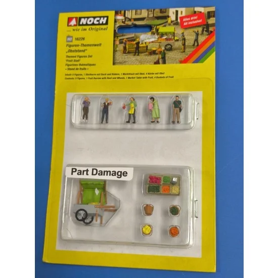 NOCH 16226-DA HO Scale Themed Figures Set (defect: fruit barrow roof support cracked)