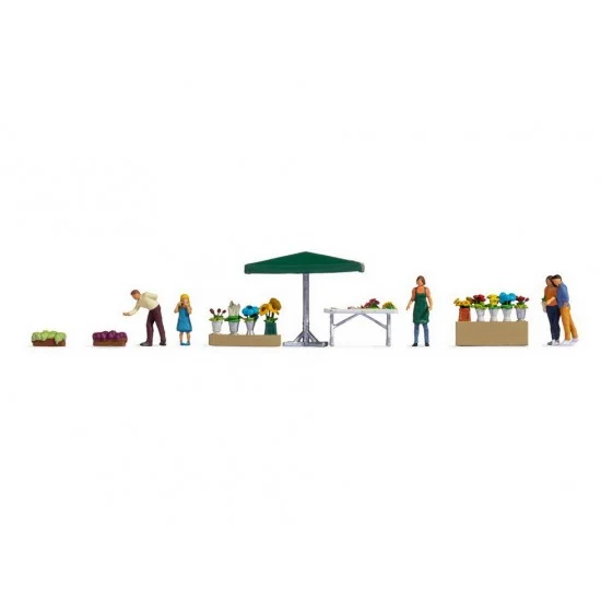 NOCH 16227 HO Scale Themed Figures Set "Flower Stall" - Model Figures