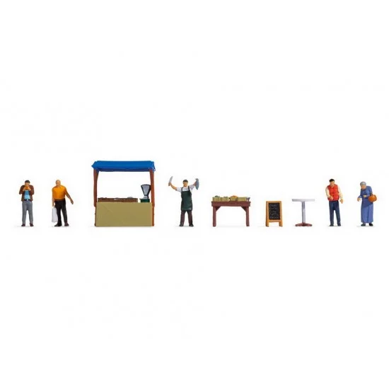 NOCH 16228 HO Scale Themed Figures Set "Fish Stall" - Model Figures
