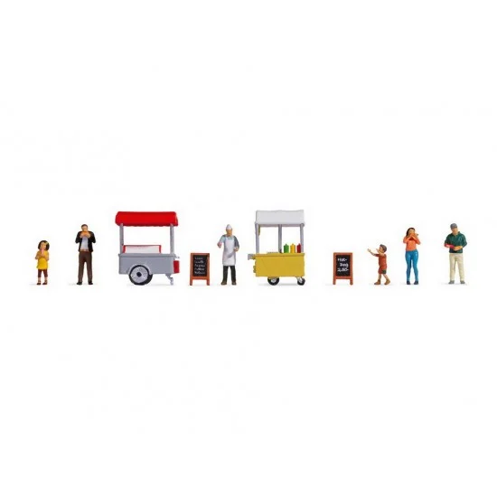 NOCH 16229 HO Scale Themed Figures Set "Ice Cream & Hotdog Van" - Model Figures