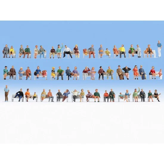 NOCH 18402 HO Scale Mega Economy Set "Sitting People" (60 Figures, without Benches) - Model Figures