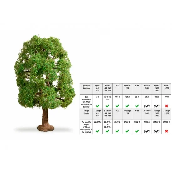 NOCH 20100 Ash Tree (height: 20cm, assembled and painted) - Scenics & Diorama