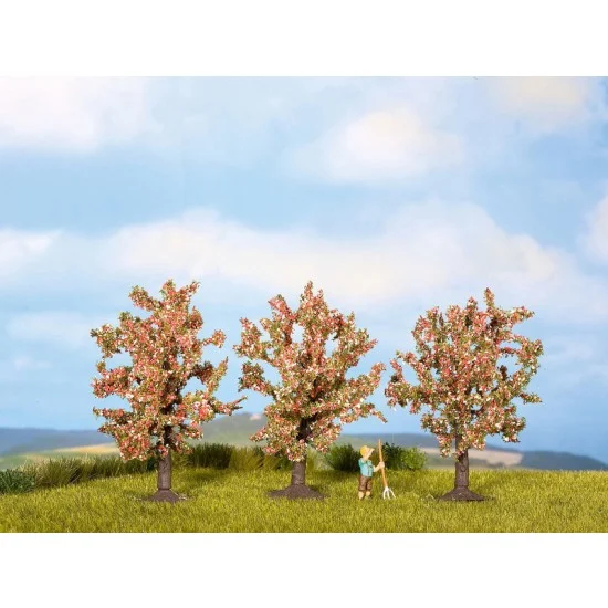 NOCH 25112 HO / TT Scale Fruit Trees (pink blossom, 3pcs, height: 80mm) - Scenics & Diorama