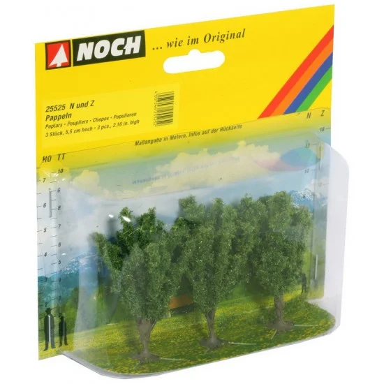 NOCH 25525 N, Z Scale Poplars (3pcs, 5.5 cm high) - Scenics & Diorama