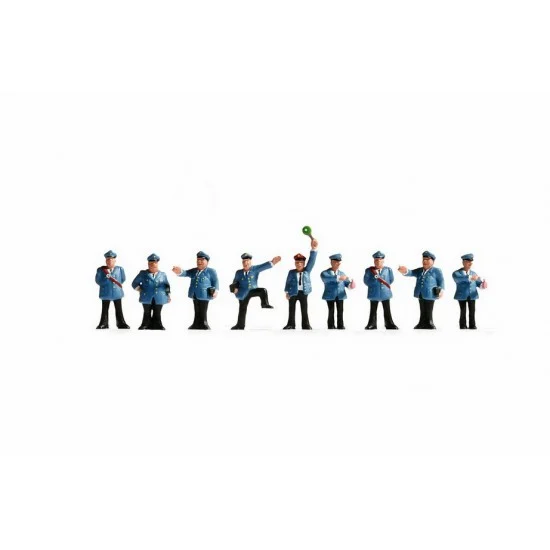 NOCH 36280 N Scale Railroad Staff (9 figures) Assembled and Painted Miniatures - Model Figures