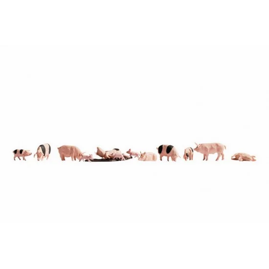 NOCH 36712 N Scale Pigs Assembled and Painted Miniatures - Scenics & Diorama