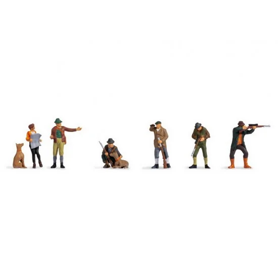 NOCH 45059 TT Scale Hunters and Foresters (6 figures & 2 dogs) - Model Figures