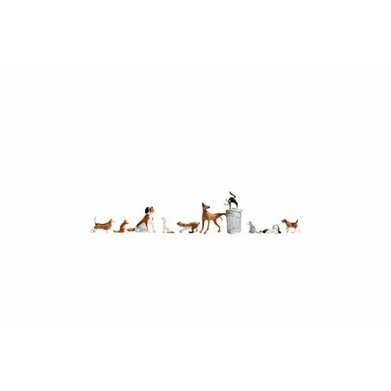 NOCH 45715 TT Scale Dogs and Cats Assembled and Painted Miniatures - Scenics & Diorama