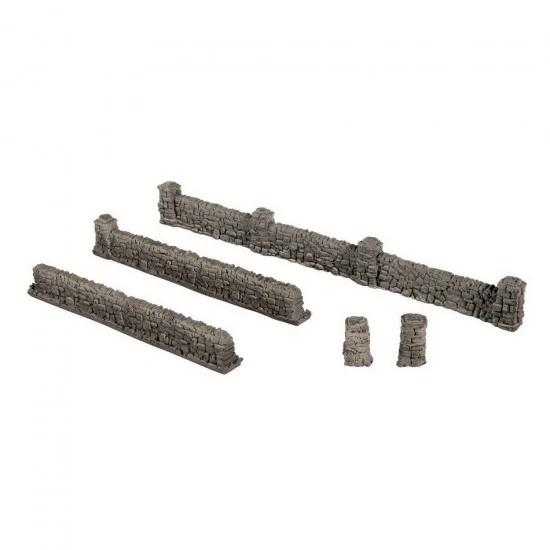 NOCH 58280 HO Scale Granite Walls (Wall height 1.5 cm, pillar height 2.2 cm, total length 104 cm) - Scenics & Diorama