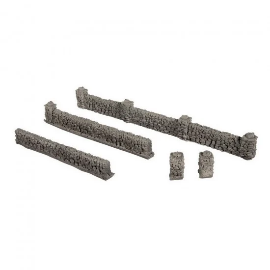 NOCH 58281 HO Scale Basalt Walls (Wall height 1.5 cm, pillar height 2.0 cm, total length 104 cm) - Scenics & Diorama
