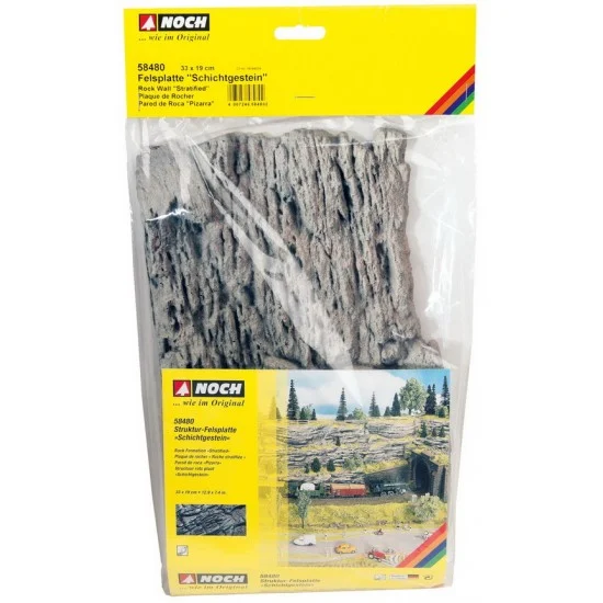 NOCH 58480 Rock Wall "Stratified" (33 x 19 cm, hard foam) - Scenics & Diorama