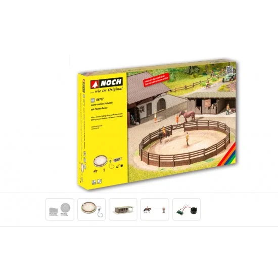 NOCH 66717 HO Scale Micro-motion Riding Arena with Horseboxes