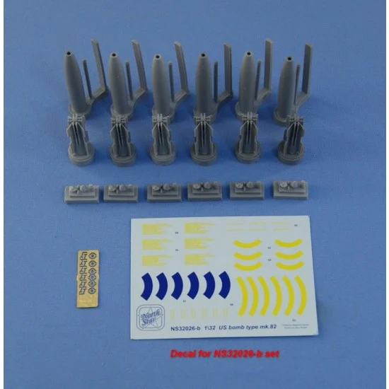 North Star NS32026-b 1/32 MK-82 Snakeye Bomb with MK15 Mod IV Fin (6pcs, 4 different noses with decals)