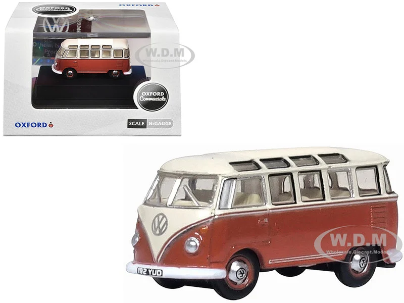 Volkswagen T1 Samba Bus Sealing Wax Red and Gray 1/148 (N) Scale Diecast Model Car by Oxford Diecast - Volkswagen Models