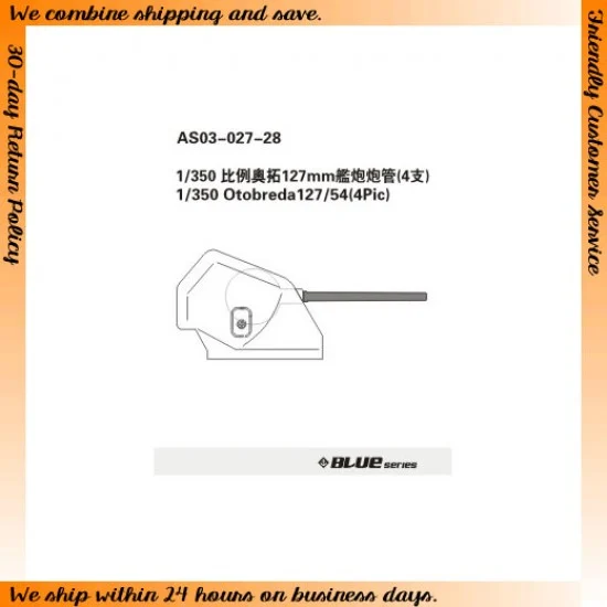 Orange Hobby AS03-027 1/350 Otobreda 127/54 Metal Parts (4pcs) for JMSDF & Kongo Class