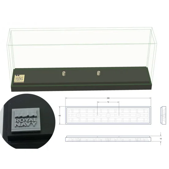 Orange Hobby AS07-049 1/700 Ship Display Stand with Royal Navy plaque (L: 286mm, W: 60mm, H: 18mm)