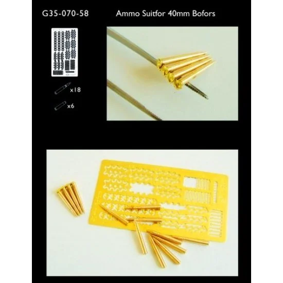 Orange Hobby G35-070 1/35 40mm L/60 Bofors Ammo for Bronco kit #35028