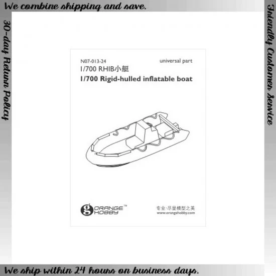 Orange Hobby N07-013 1/700 Rigid Hulled Inflatable Boats (4 Resin Parts)