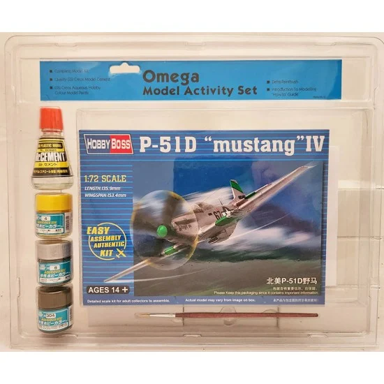 Omega Model 33007 Activity Set - HobbyBoss 1/72 P-51D Mustang with GSI Cement and Paints