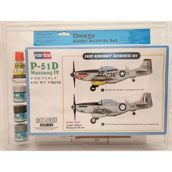 Omega Model 36004 Activity Set - HobbyBoss 1/48 P-51D Mustang IV with GSI Cement and Paints