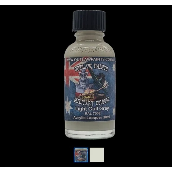 Outlaw Paints 125MIL Australian Military Colour - #Light Gull Grey RAL7032 (30ml, acrylic lacquer)